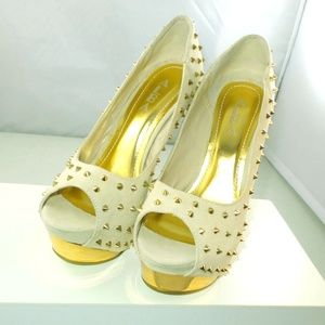 *SOLD* Cream Peep Toe Stiletto Heels